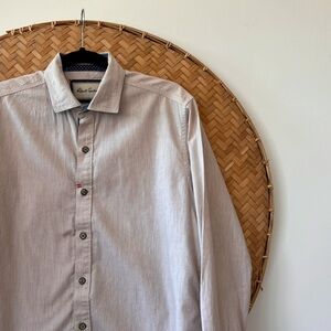 MEN’S ROBERT GRAHAM LONG‎ SLEEVE WAYFARER BUTTON-DOWN BEIGE SHIRT NAVY POLKA DOT